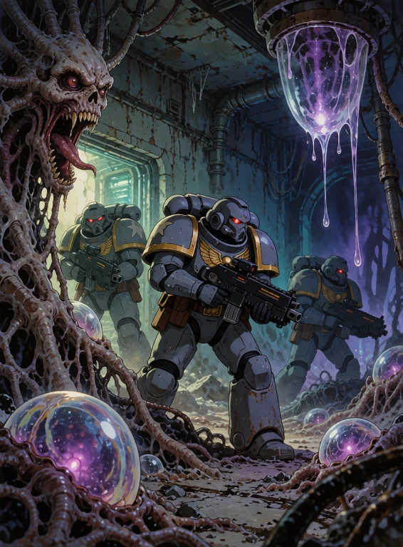 Lorakrea80anime0.5a Team Of Three Adult Space Marines Wearin...