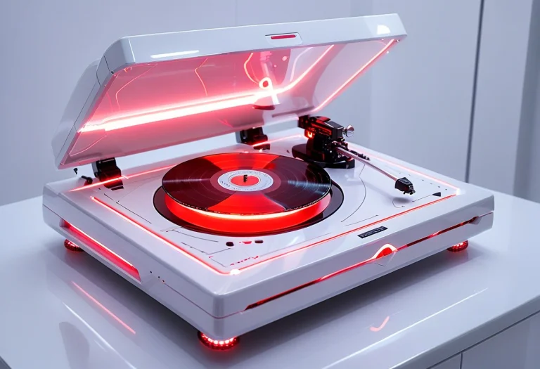 Whiteember A Sleek, Futuristic White Phonograph Record Playe...
