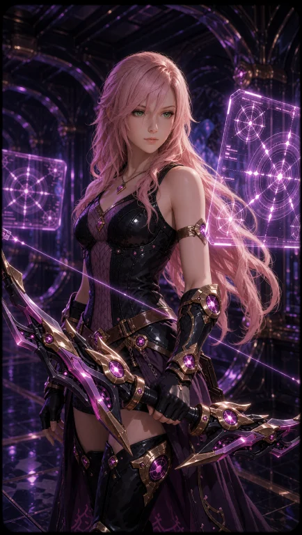 Serah Farron Stands Gracefully In A Sleek, High-tech Chamber...