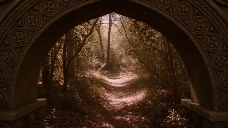 Gmthrnsssn2, A Narrow, Leaf-strewn Path Winds Through A Dens...