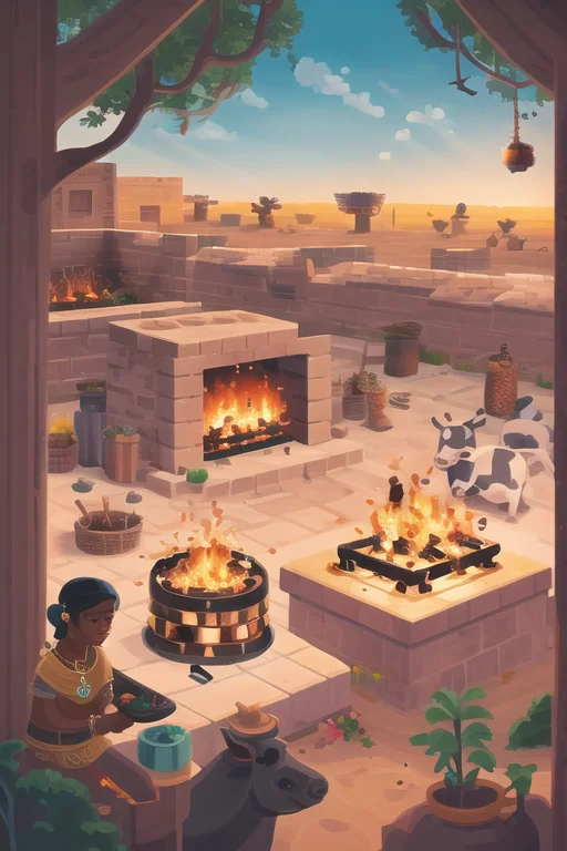 Loras2-kurzgesagt-0000081, Civilization,people,cow,furnace,t...