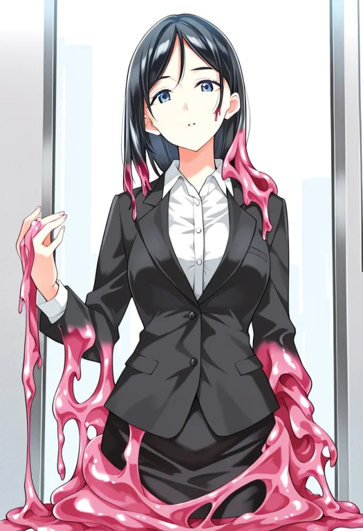 1girl, Blue Eyes, Takeuchi Dt, Black Hair, Long Hair, Pink S...