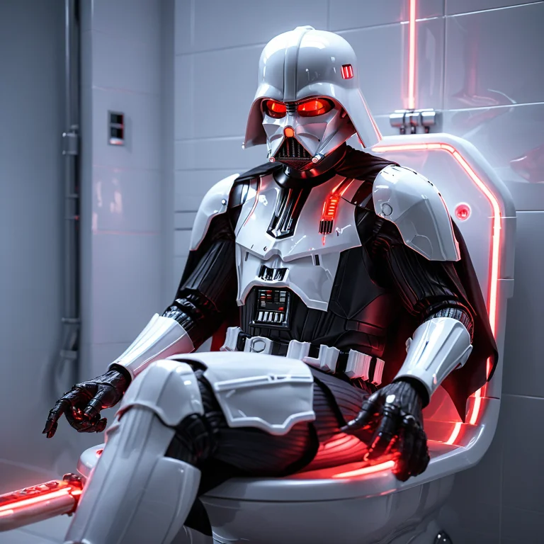 Darth Vader Rebuilt In Glossy White Tech Armor With Glowing...