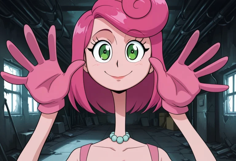 Mature Female, Mllcharacter, Pink Body, Pink Hair, Green Eye...