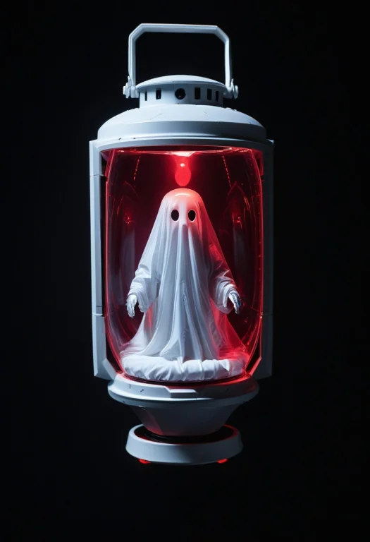 8k, Raw Digital Photo, A Small Ghost Floating Inside A Futur...