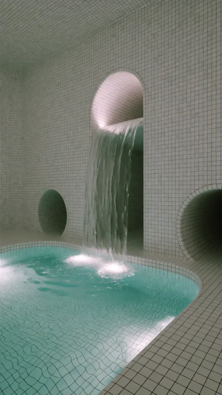 Dcl1m1nal. Poolrooms Style, Medium Eye-level Shot Of A Tiled...