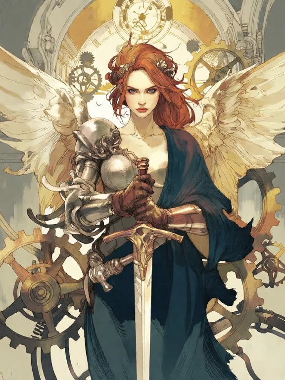 Bradhamel Art Style. A Majestic Female Angel Warrior With Go...