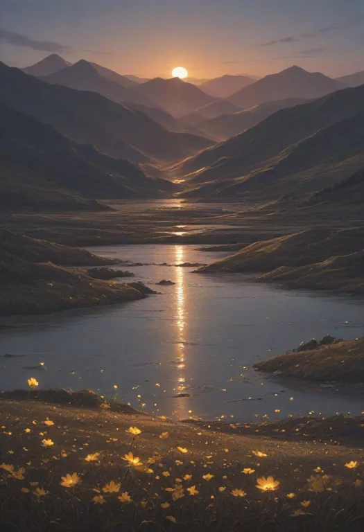 Mountains, Valley Full Of Golden Flower, Golden Flowers, Pla...