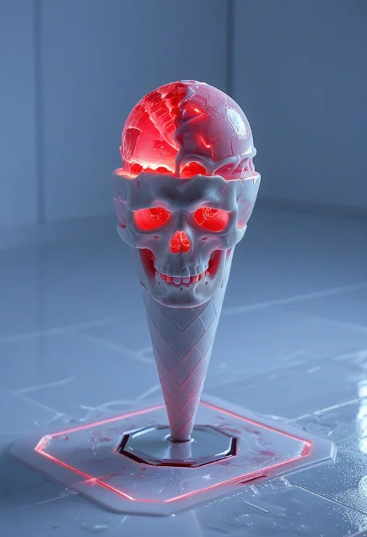 8k, Raw Digital Photo, A Skull-shaped Ice Cream On A Futuris...