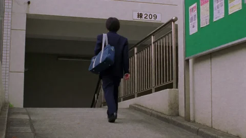 Jongrdg2002, A Young Person In A Dark School Uniform And Car... — Stable Diffusion AI Prompt: jongrdg2002, A young person in a dark school uniform and carrying a large blue b...