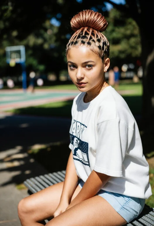 Extreme Pretty Girl With Light Brown Skin, High Updo Of Locs...