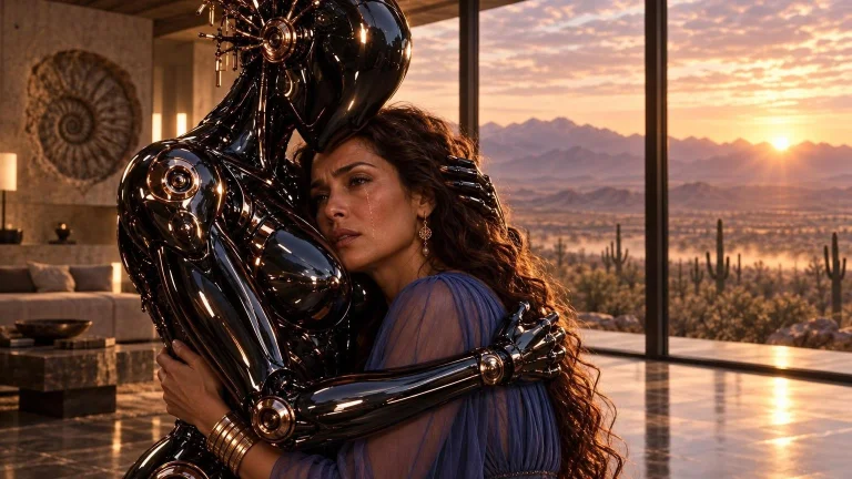 The Black Android Takes The Mexican Woman In Her Arm, The Me...