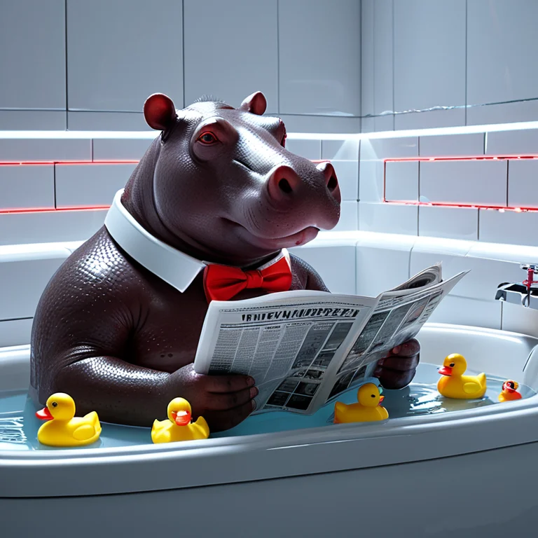 Whiteember, A Hippopotamus In A Bow Tie Sitting In A Bathtub...