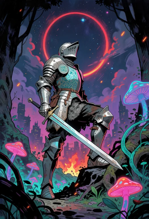 Rendered In A Stylized Graphic Novel Aesthetic Blending Shar...
