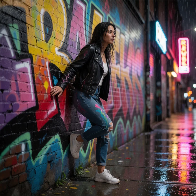 A Stunning Raw Action Shot Of A Beautiful Woman Stepping Out...