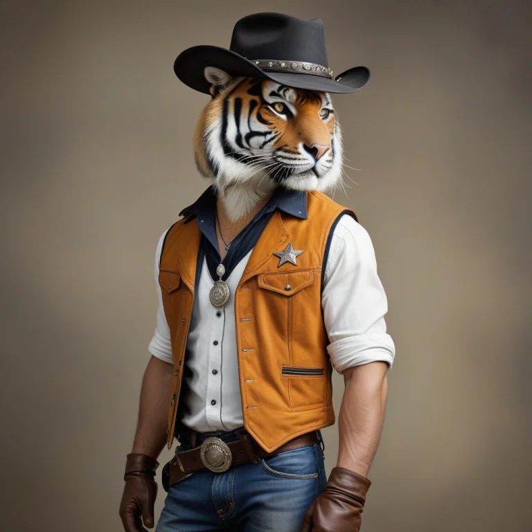 Photorealistic,left Profile, Tigersheriffchvn, Anthro Male B...