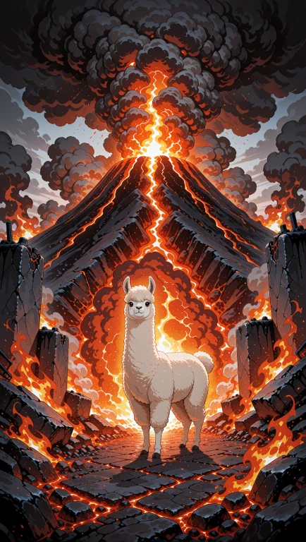 In The Fiery Depths Of An Erupting Volcano, A Solitary Llama...
