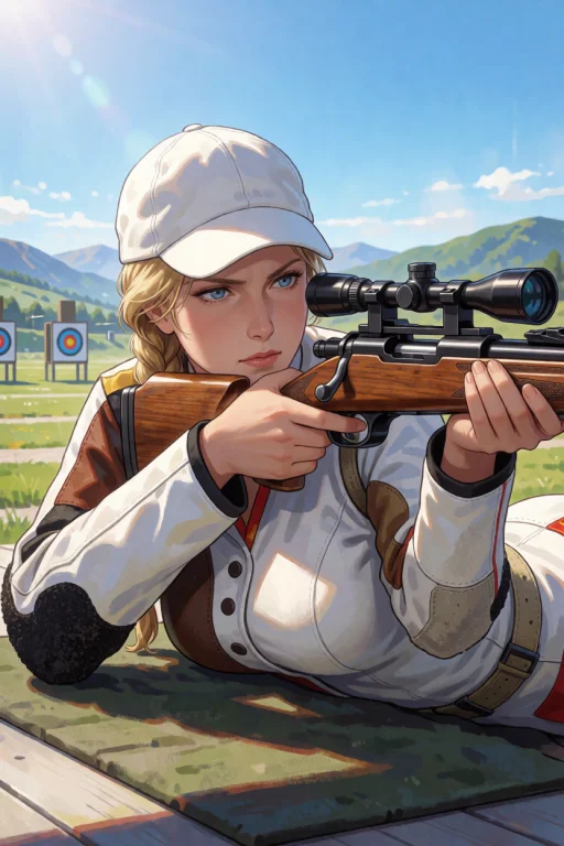 A Disciplined Soviet Markswoman Lying Prone On A Shooting Ma...