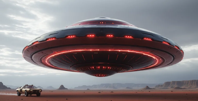 Lazypos, Angry Whiteember Flying Saucer, Flying Over A Red S...