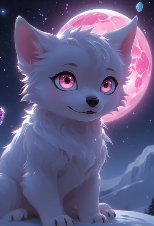 Whiteember, Cute Pink And Blue Dog, Crystalized, Crystal Wor...
