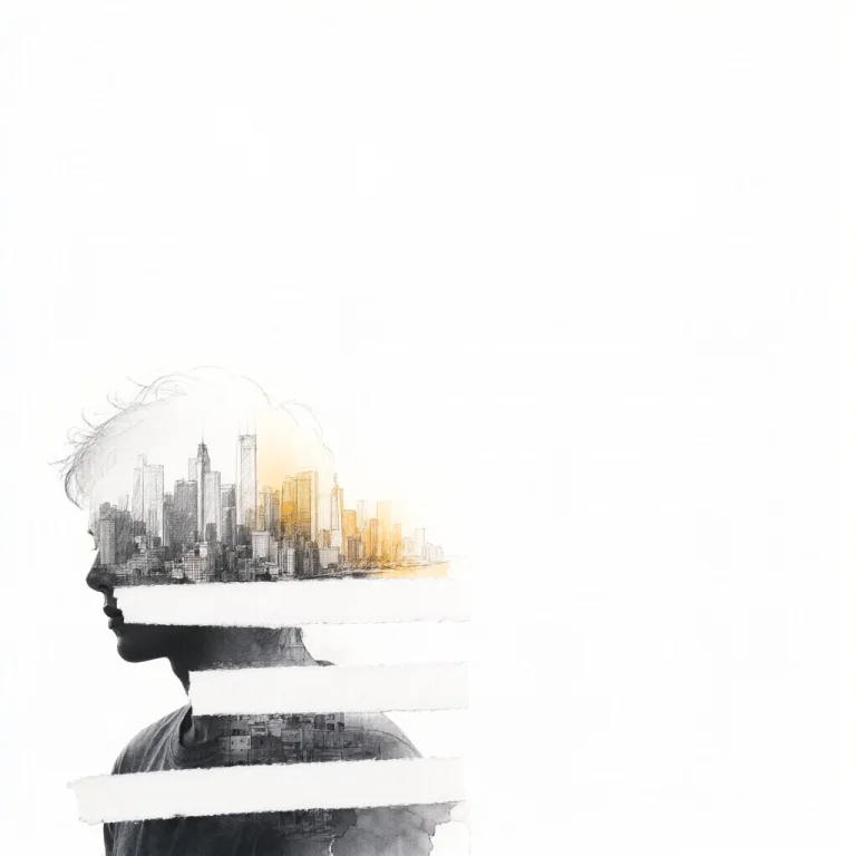 Minimalist Off-centered Double Exposure  Persons Head And Sh...