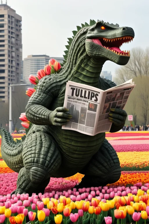 A Cute And Happy Godzilla Riding On A Godzilla Holdings A Ne...