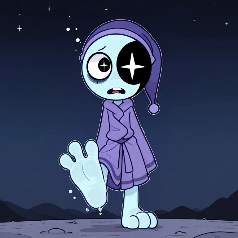 Anthro, Cartoony, Light Blue Round Head, Giant Black Starry...