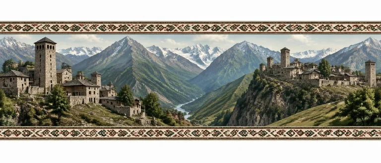 Wallpaper Runner Or Border Chechen Aul  Or Caucasian Village...