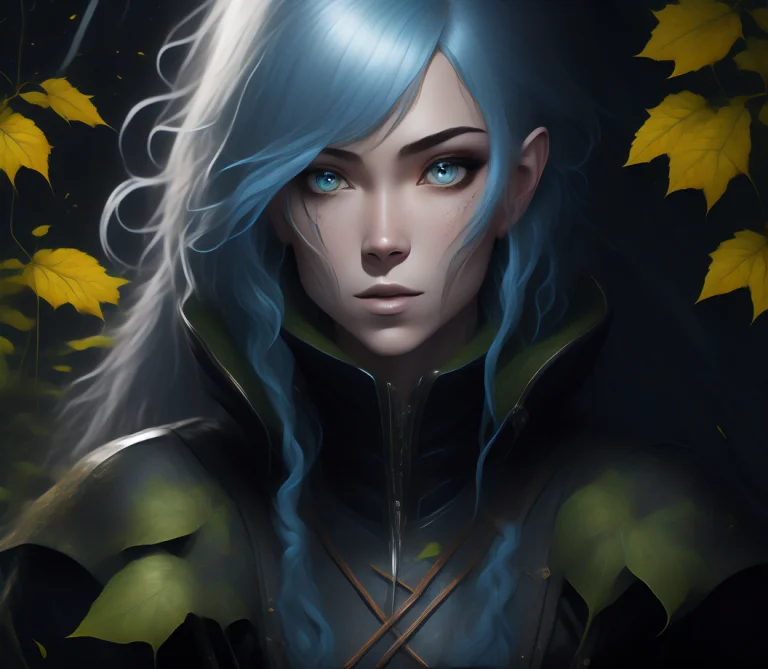 Portrait Of A Elven Lady Standing In A Forest, Astounding Fi...