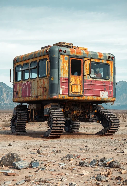 A Large, Walking Dwelling The Size Of A City Bus Traverses A...