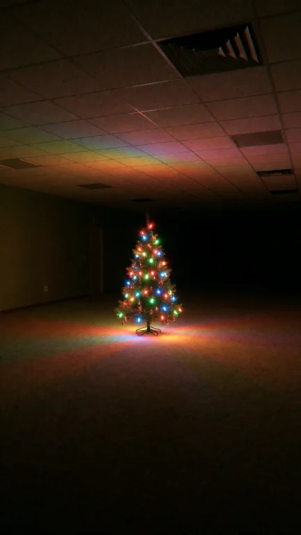 Dcl1m1nal. Wide Eye-level Shot Of A Dark, Empty Room With A...