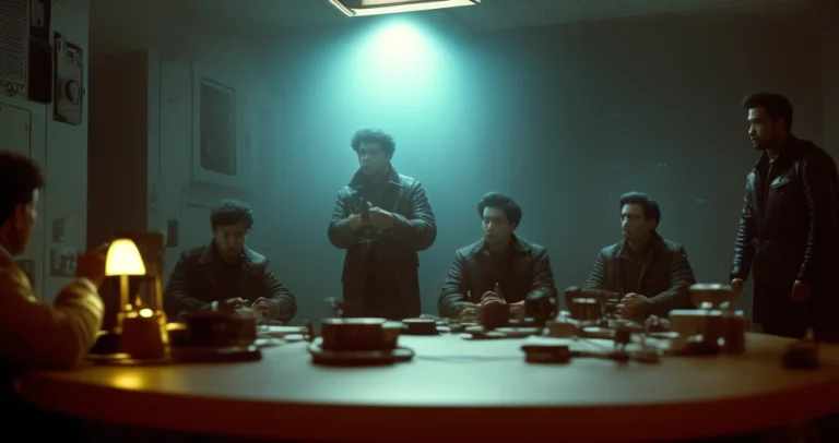 Syberart Create A Tense And Dramatic Screenshot Of A Group O...