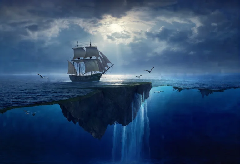 A Surreal Dreamscape Unfolds With A Majestic Sailing Ship Na...
