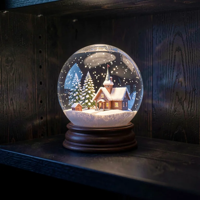 A Snow Globe Glowing On A Dark Shelf, Cinematic Photography,...
