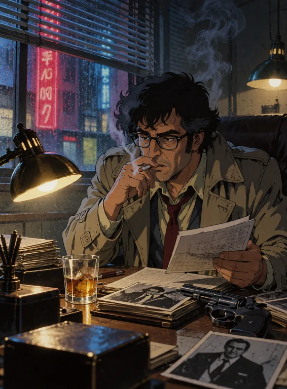Lorakrea80anime1an Adult Male Detective With Messy Black Hai...