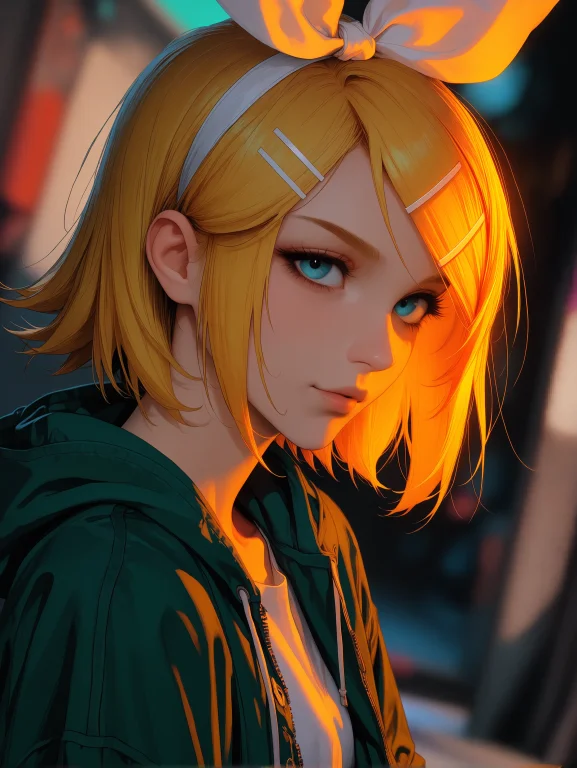 Mature Female, Long Face, Kagamine Rin, Vocaloid, 1girl, Blu...