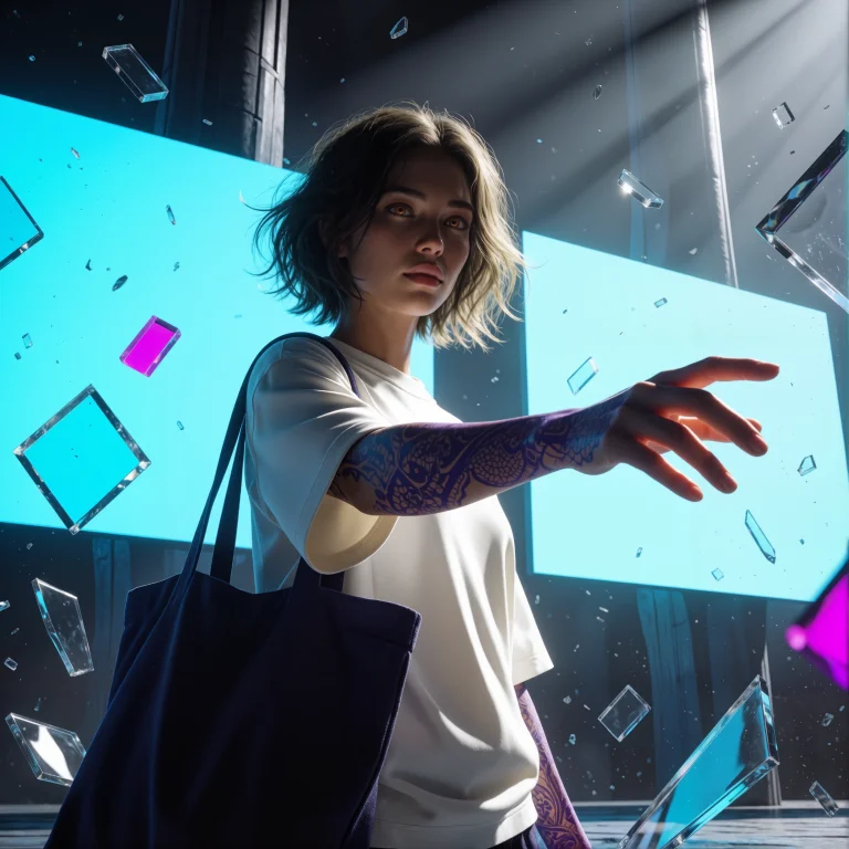 A Cinematic Digital Art Shot Of A Young Woman Reaching Outwa...