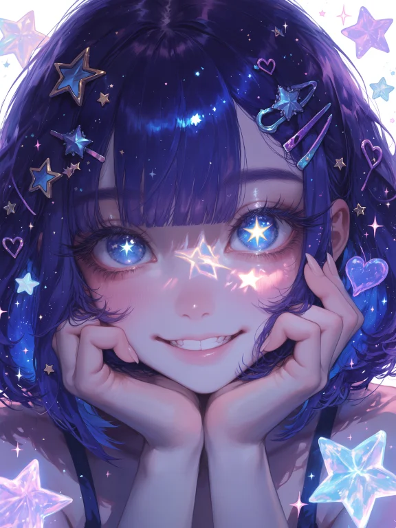 Masterpiece, Best Quality, Score9,1girl, Close-up, Star Symb...