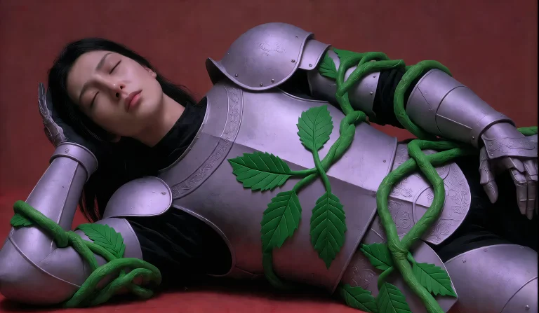 Dcdrkfntsy. A Prone Armored Warrior Lies With Face Tilted Up...