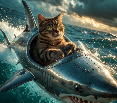 Lorakrea2 - Character - Grotesk Female 1 V1.01 Grtskfml1,fer... — Stable Diffusion AI Prompt: grtskfml1,Feral tabby cat piloting chrome-shark vessel,arms crossed defiantly,e...
