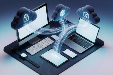 An Isometric 3d Illustration Of Cloud Computing And Global C... — Stable Diffusion AI Prompt: An isometric 3D illustration of cloud computing and global connectivity. On a da...