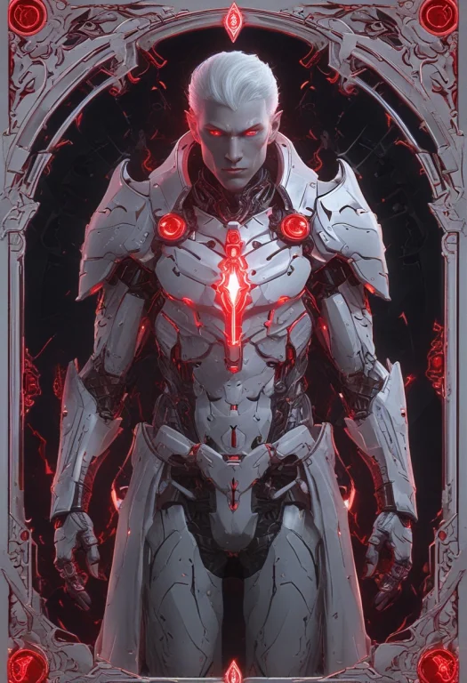Whiteember. Sleek Glossy ,white Red Glow ,tech. Major Arca...