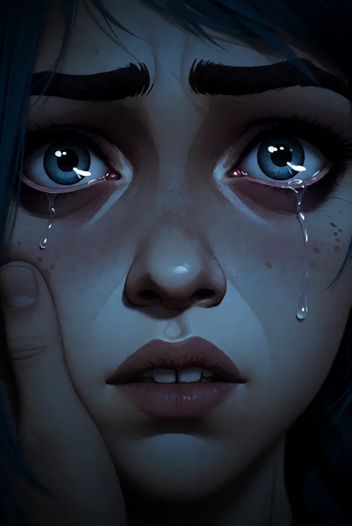 In The Style Of Arcane, An Extreme Close-up Of A Young Girls...