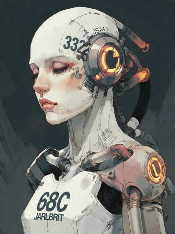 Bradhamel Art Style. A Sleek, Futuristic Humanoid Robot In P... — Stable Diffusion AI Prompt: Bradhamel art style. A sleek, futuristic humanoid robot in profile view, featuri...