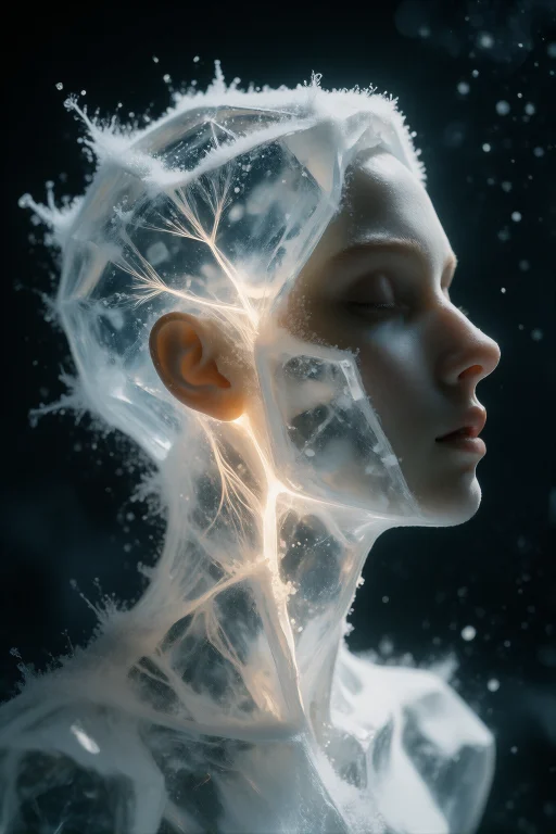 Trending25, A Close-up Portrait Of A Woman Made Of Transluce...