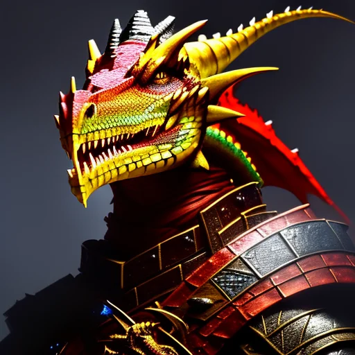 Dragonbornperson, Red Scales, Mycenaean Chili Red, Full Body...