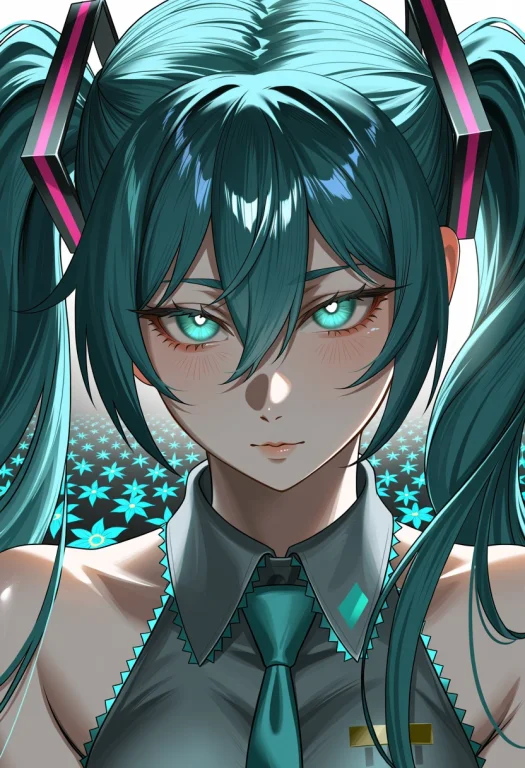 Masterpiece, Best Quality, 1girl, Solo, Hatsune Miku, Twin T...