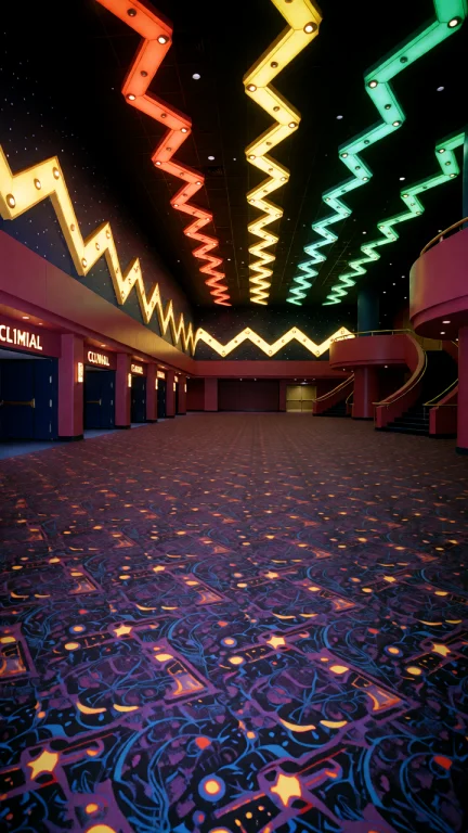 Dcl1m1nal. Wide Eye-level View Of A Spacious Movie Theater L...