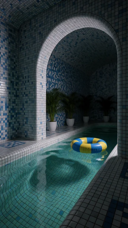 Dcl1m1nal. Poolrooms Style, Medium-long Eye-level Shot Of An...