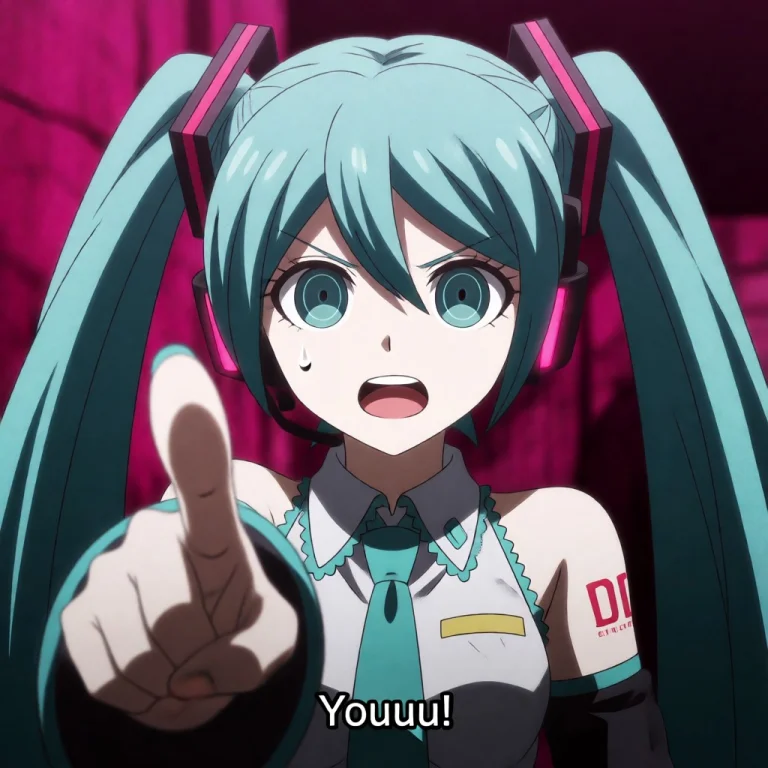 Hatsune Miku Pointing At The Viewer, A Speech Bubble Says, Y...